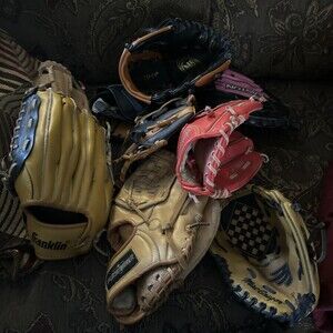 9 Baseball Glove Lot. Franklin Rawlings Easton Wilson A350 MLB A2920 13" Etc